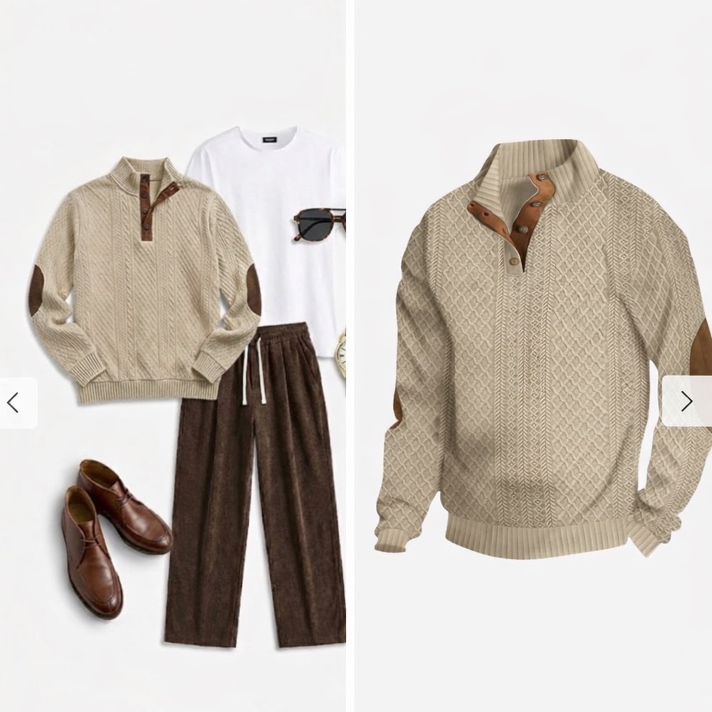 🤍 NWT Cross & Crown Textured Knit Quarter-Button Sweater – Size S